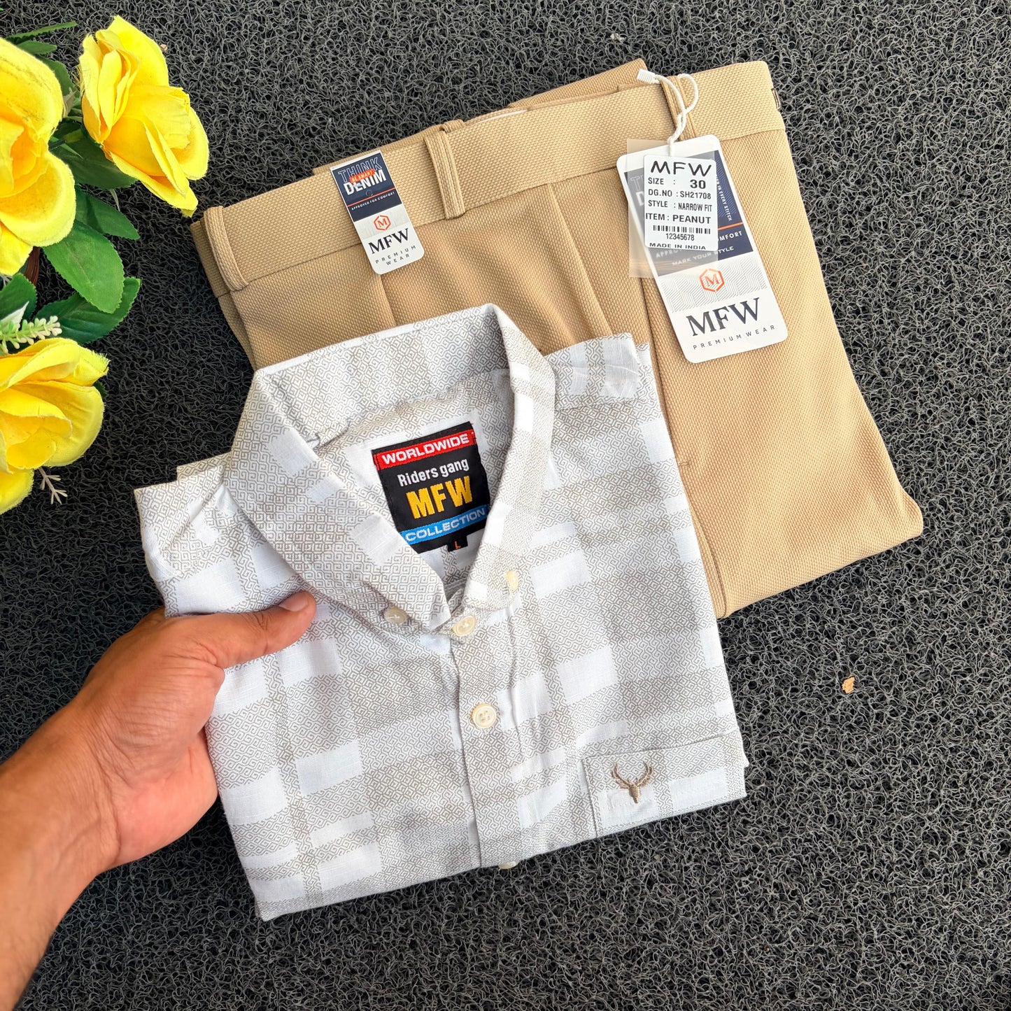 2 in 1 combo Old money Lenin printed shirts + peanut type polo fit pants buy @ combo 550 only