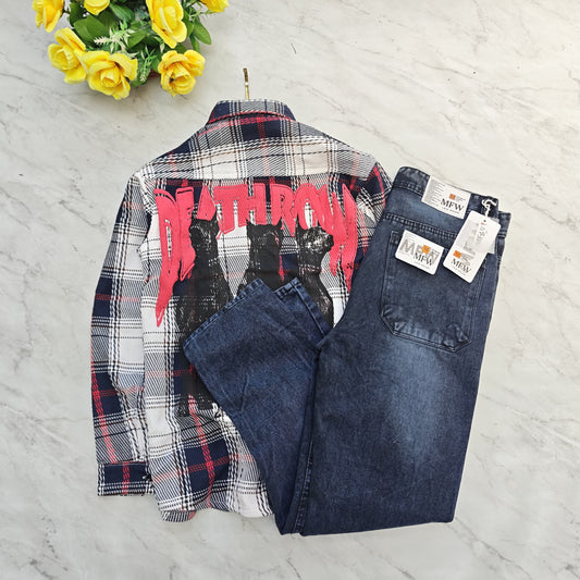 2 in 1 combo MFW back printed baggy shirts + mom fit jeans pant combo buy @600 rs only