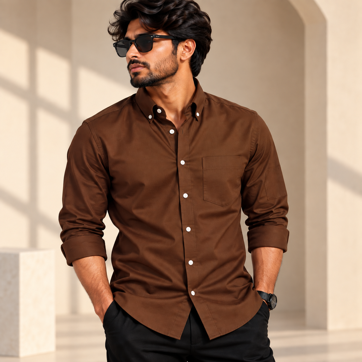 shirts Single pcs @299 and Buy 4 pcs combo @999 (BROWN)