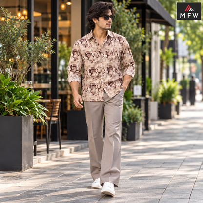 2 in 1 combo MFW viscose printed shirts + boot cut pants buy @600 rs only