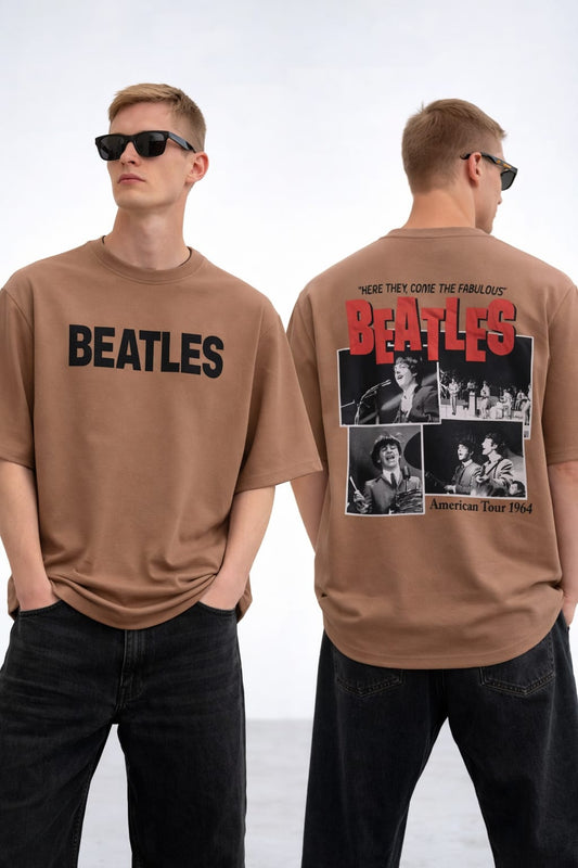 Round neck Front and back print drop shoulder Tshirt 1 pc @199 and 3 pcs @ 499(Beatles Design)