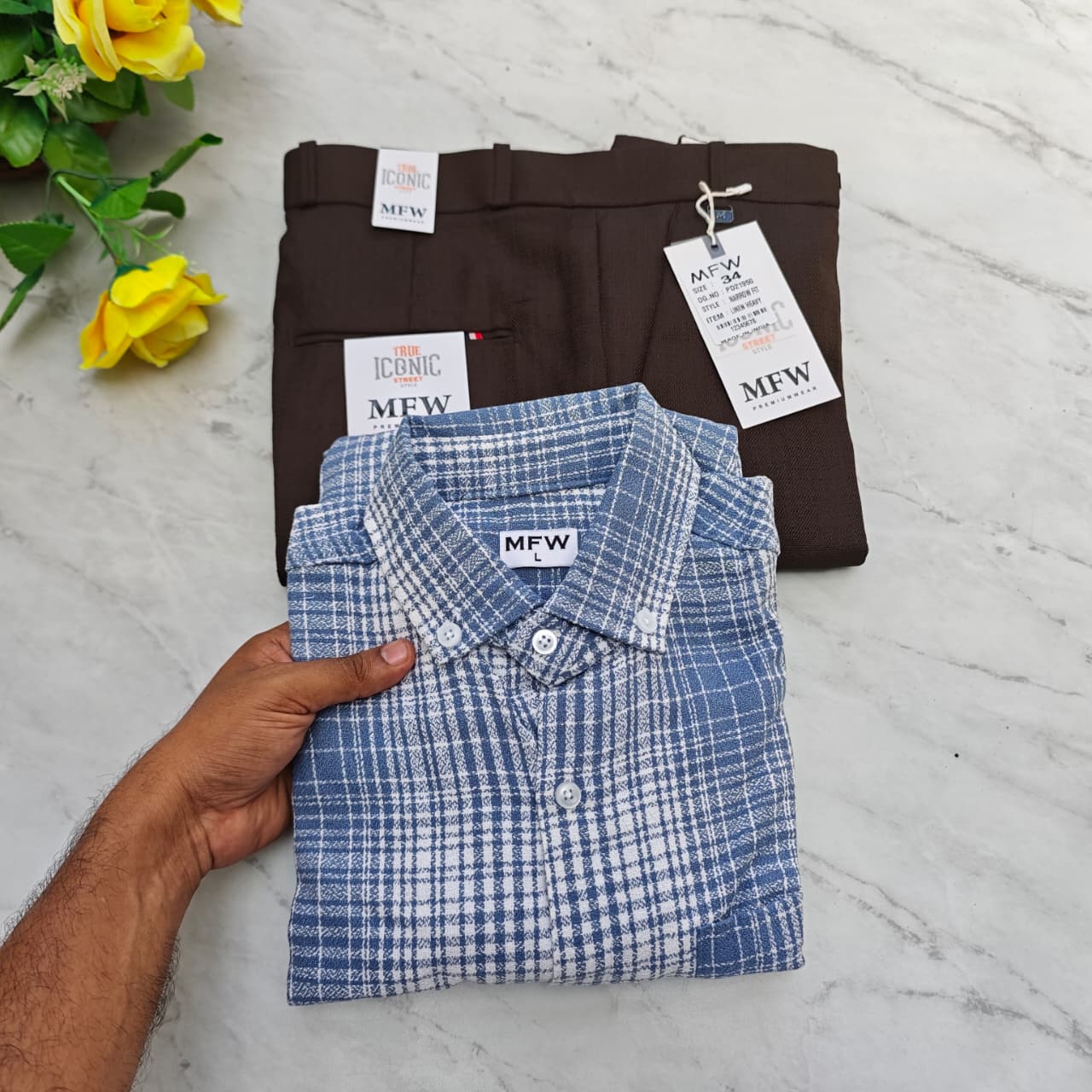 2 in 1 combo MFW flannel shirts + lenin polo fit pant combo buy @600 rs only