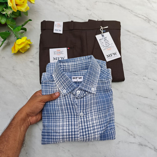 2 in 1 combo MFW flannel shirts + lenin polo fit pant combo buy @600 rs only