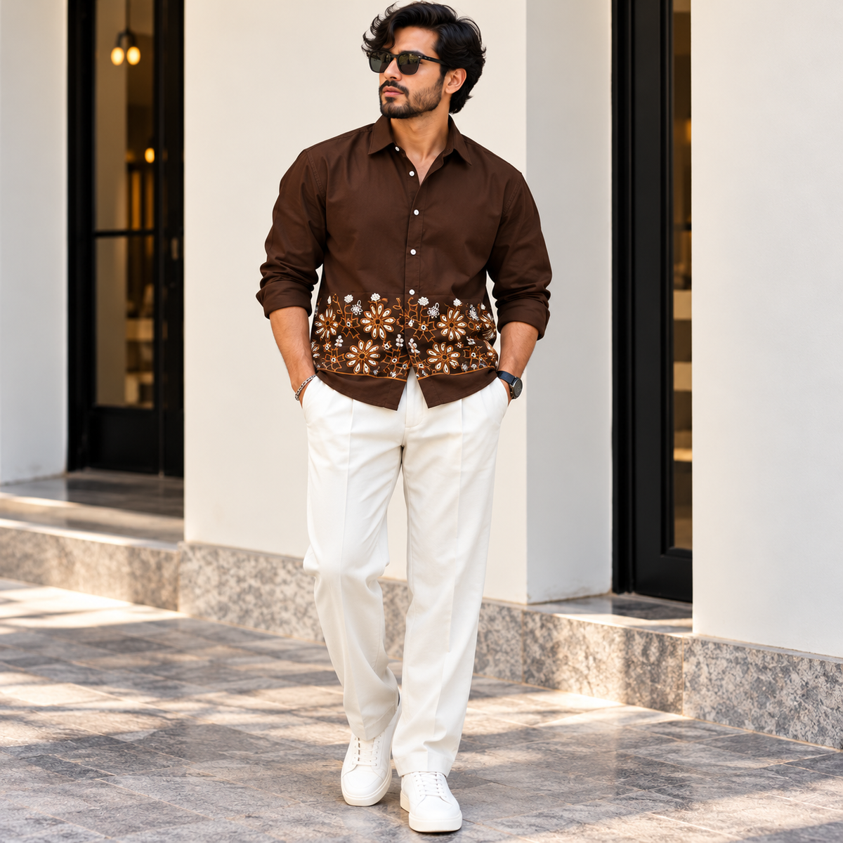 2 in 1 combo MFW lachka bottom embroidery shirts + lenin Gurkha polo fit pant buy @700 rs only