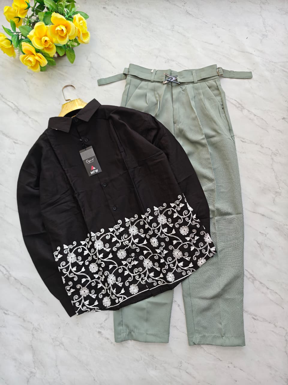 2 in 1 Combo MFW cotton bottoms embroidery shirts + Gurkha polo fit pants buy @700 rs only
