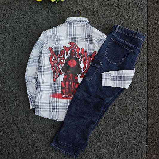 2 in 1 combo double pocket back Printed shirts + 6 pocket mom fit jeans combo buy @600 rs only