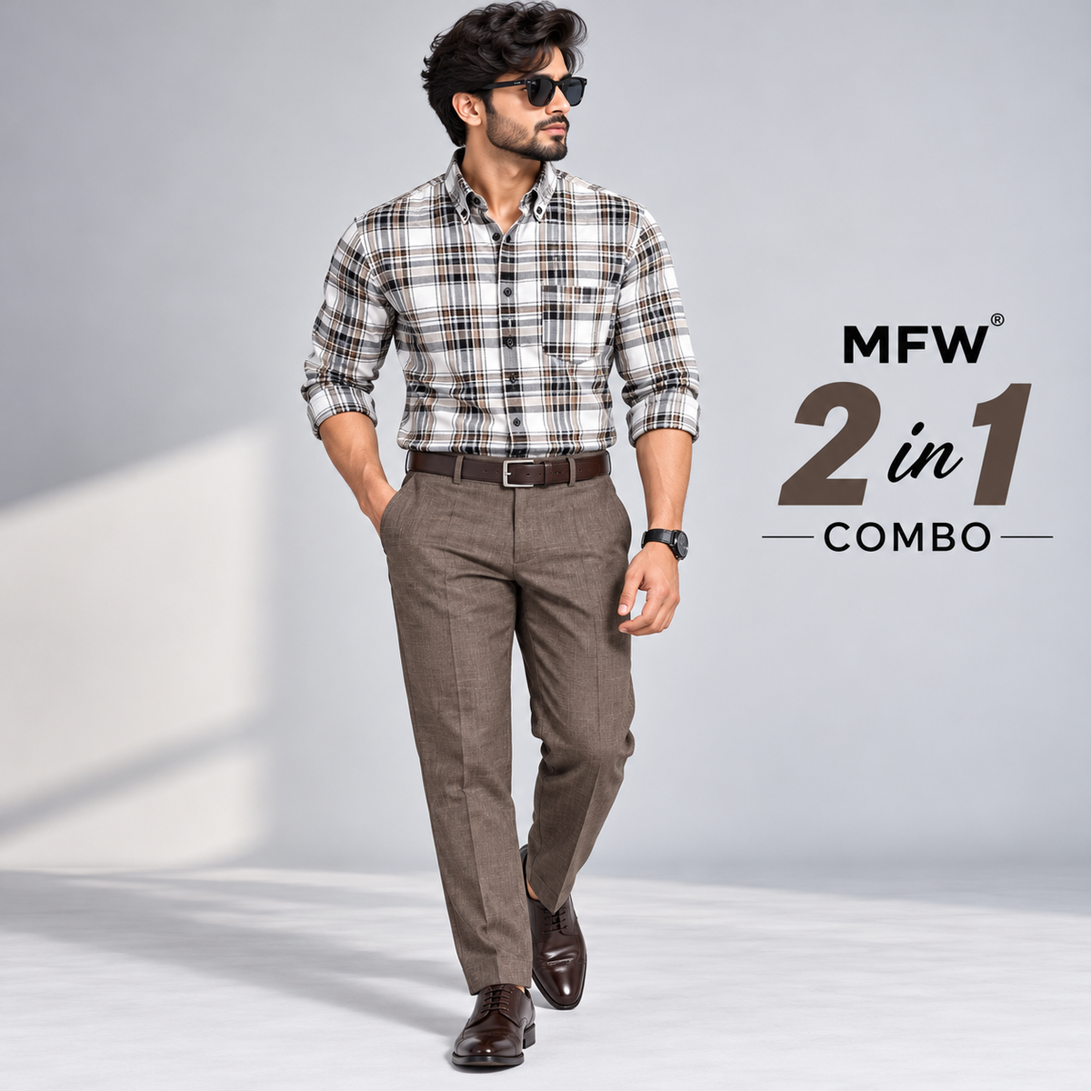 2 in 1 Combo oxford checked shirts + Lenin polo fit pant buy @600rs only