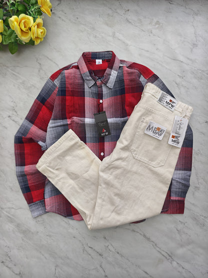 2 in 1 combo Checked shirts + mom fit jeans pant buy @600 rs only