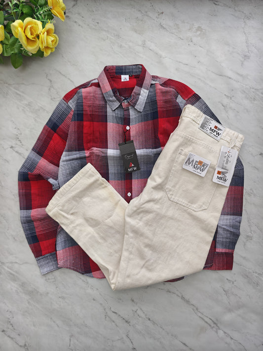 2 in 1 combo Checked shirts + mom fit jeans pant buy @600 rs only