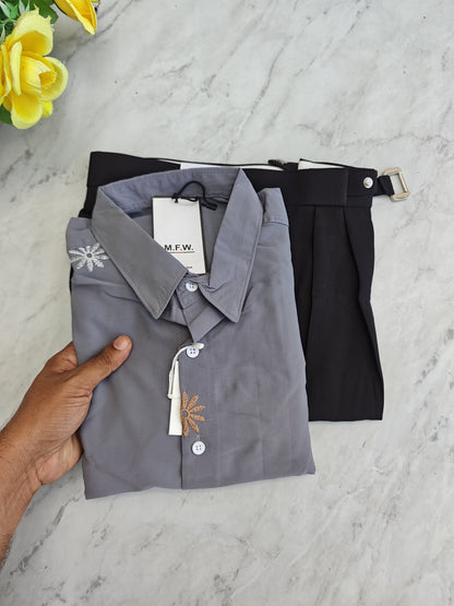 2 in 1 combo mfw embroidery shirts + gurkha model polo fit pant combo buy @700 rs only