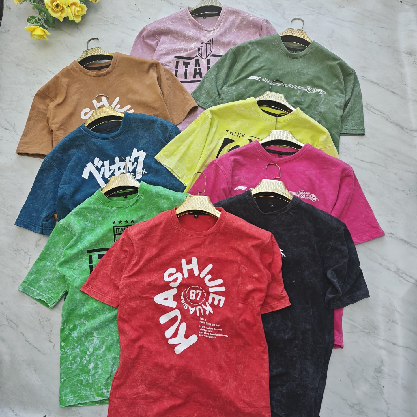 3 in 1 combo buy 3 pcs Random design Acid Spary wash Drop shoulder tshirt buy @500 only (Read Description)