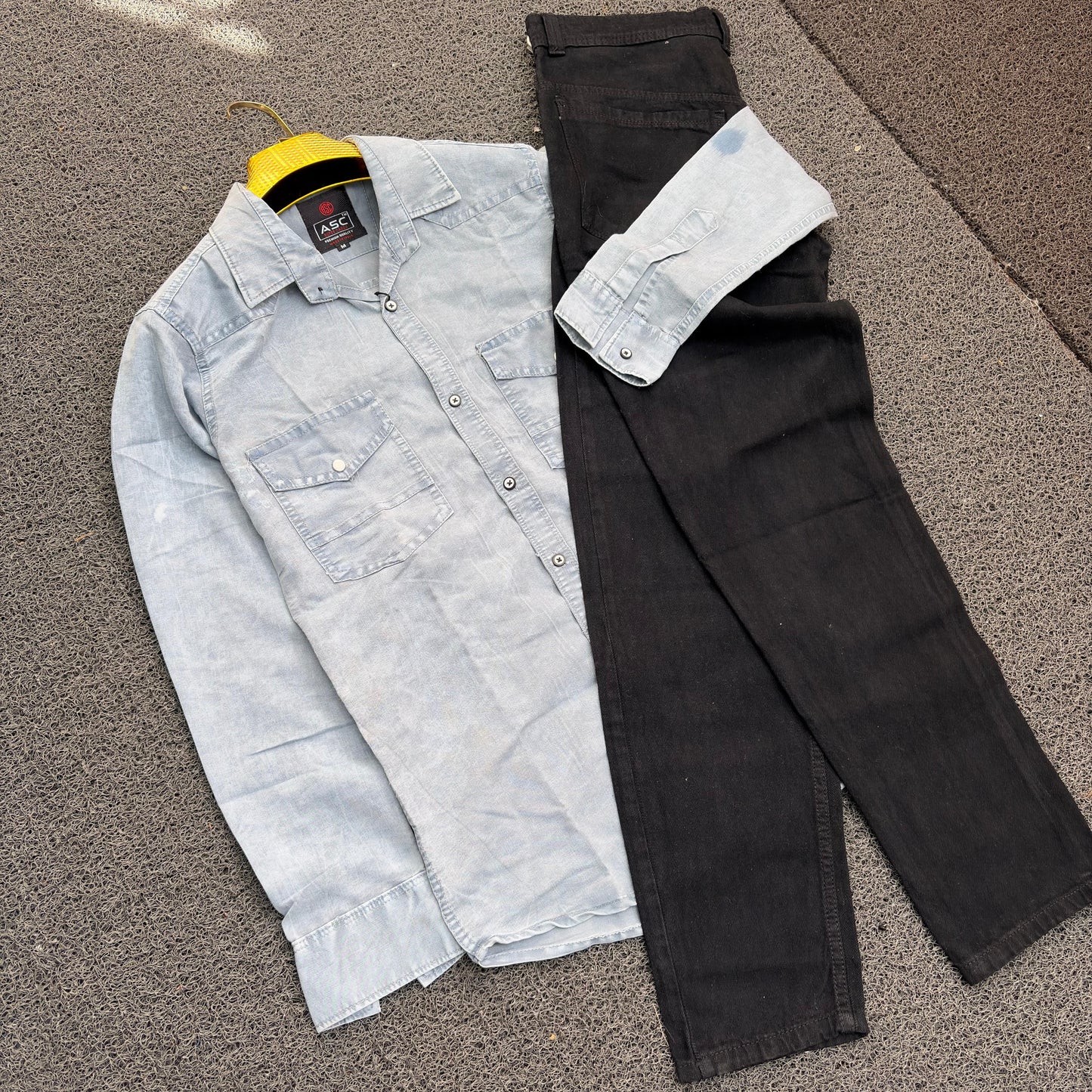 2 in 1 combo Double pocket denim shirts + plain mom fit jeans buy combo @600