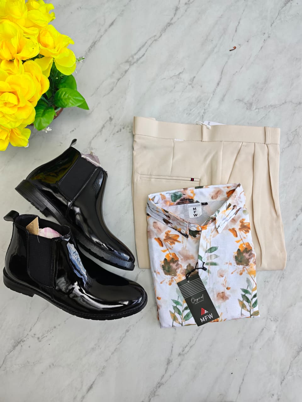 3 in 1 combo MFW Lenin printed shirts + korean baggy pants + boots buy @999 only