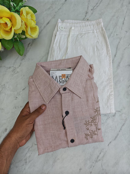 2 in 1 combo Lenin embroidery Work shirts + Lenin relax fit pant buy@600 rs only