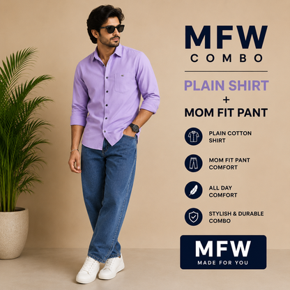 2 in 1 combo MFW plain shirts + mom fit pant buy @600 rs only