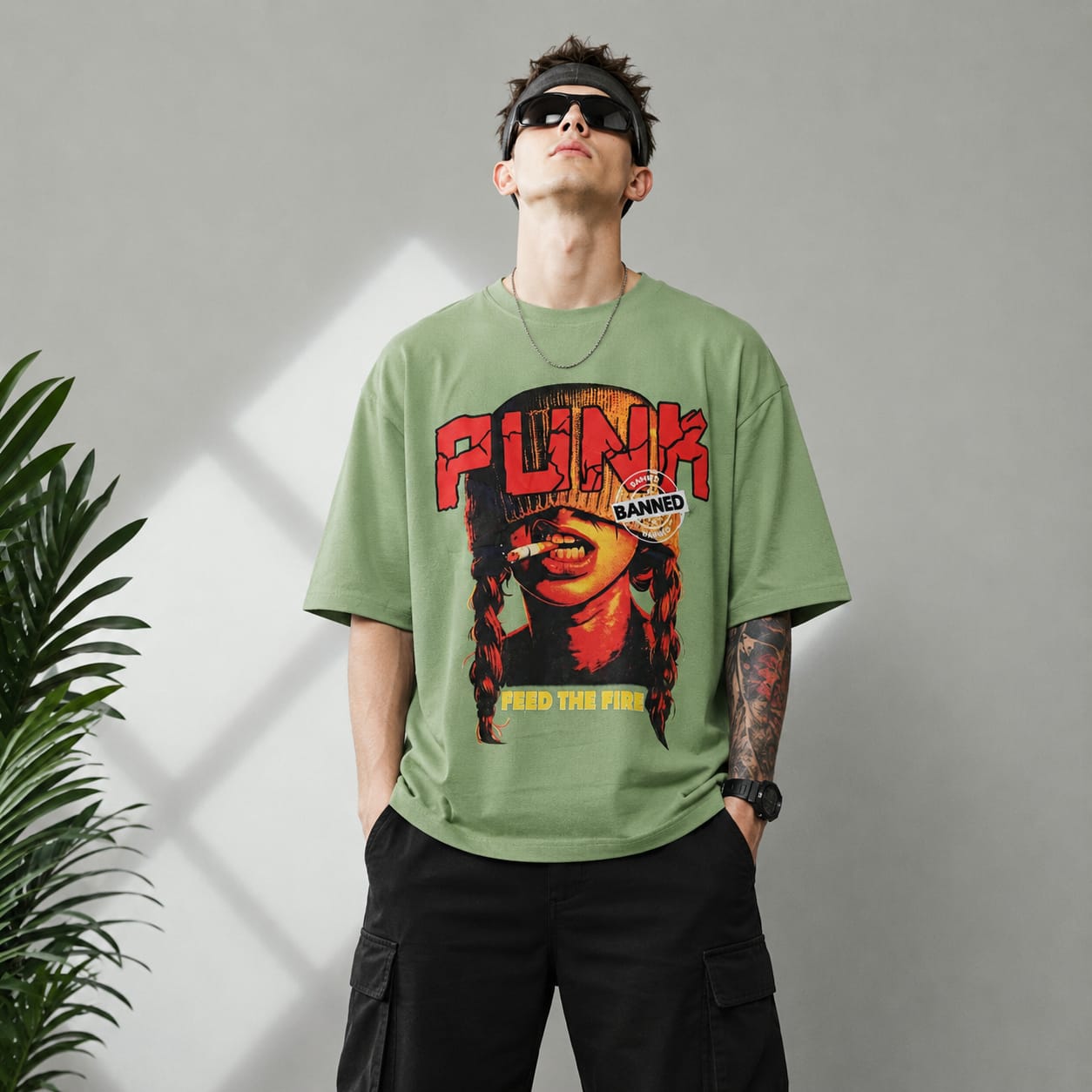 Round neck Front and back print drop shoulder Tshirt 1 pc @199 and 3 pcs @ 499