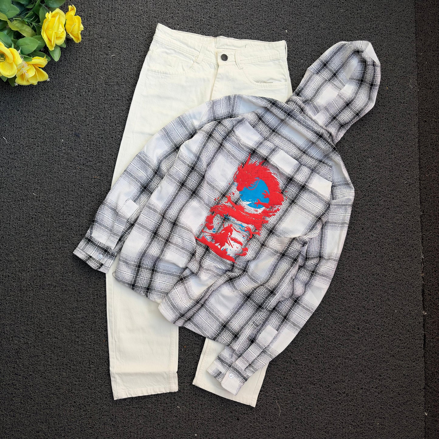 2 in 1 combo MFW hoodie back printed shirts + Mom fit jeans buy @ 600