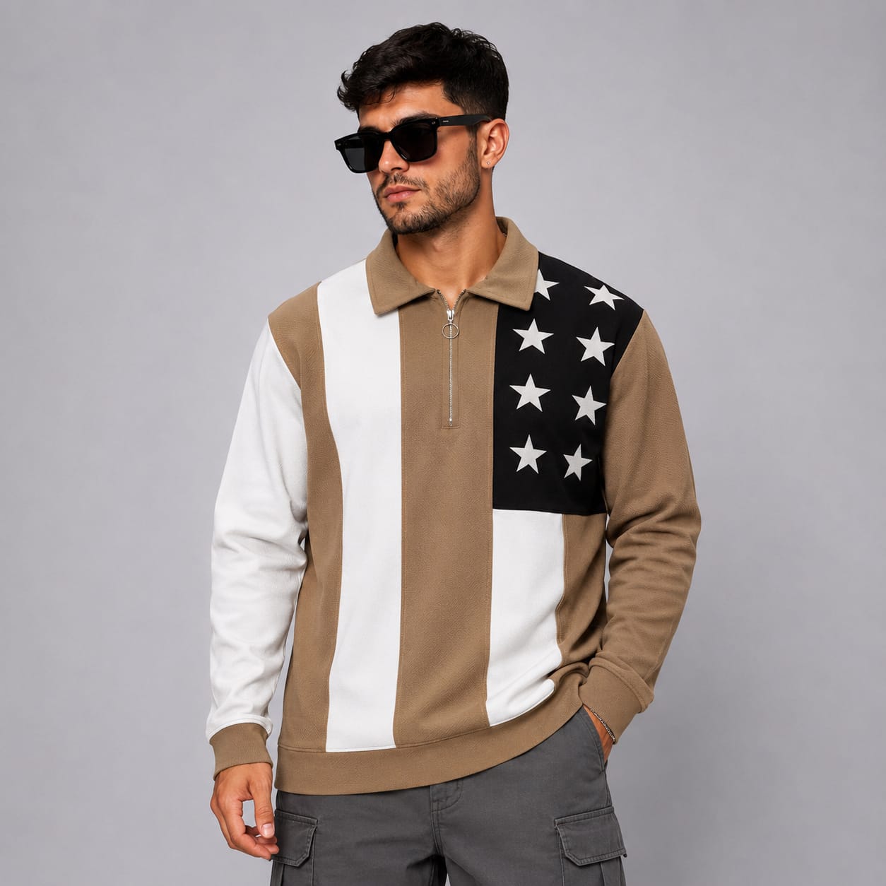 Men's korean Collar printed premium old money Zipper Full sleeve tshirts@249 (Fabric Reference – Please Read Description)