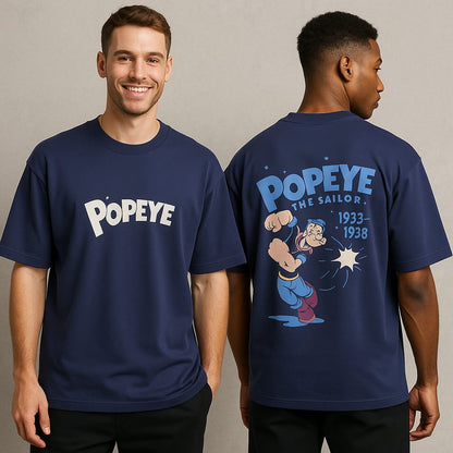 Popeye design Round neck Front and back Printed droup shoulder Tshirt 1 pc @199 and 3 pcs @ 499