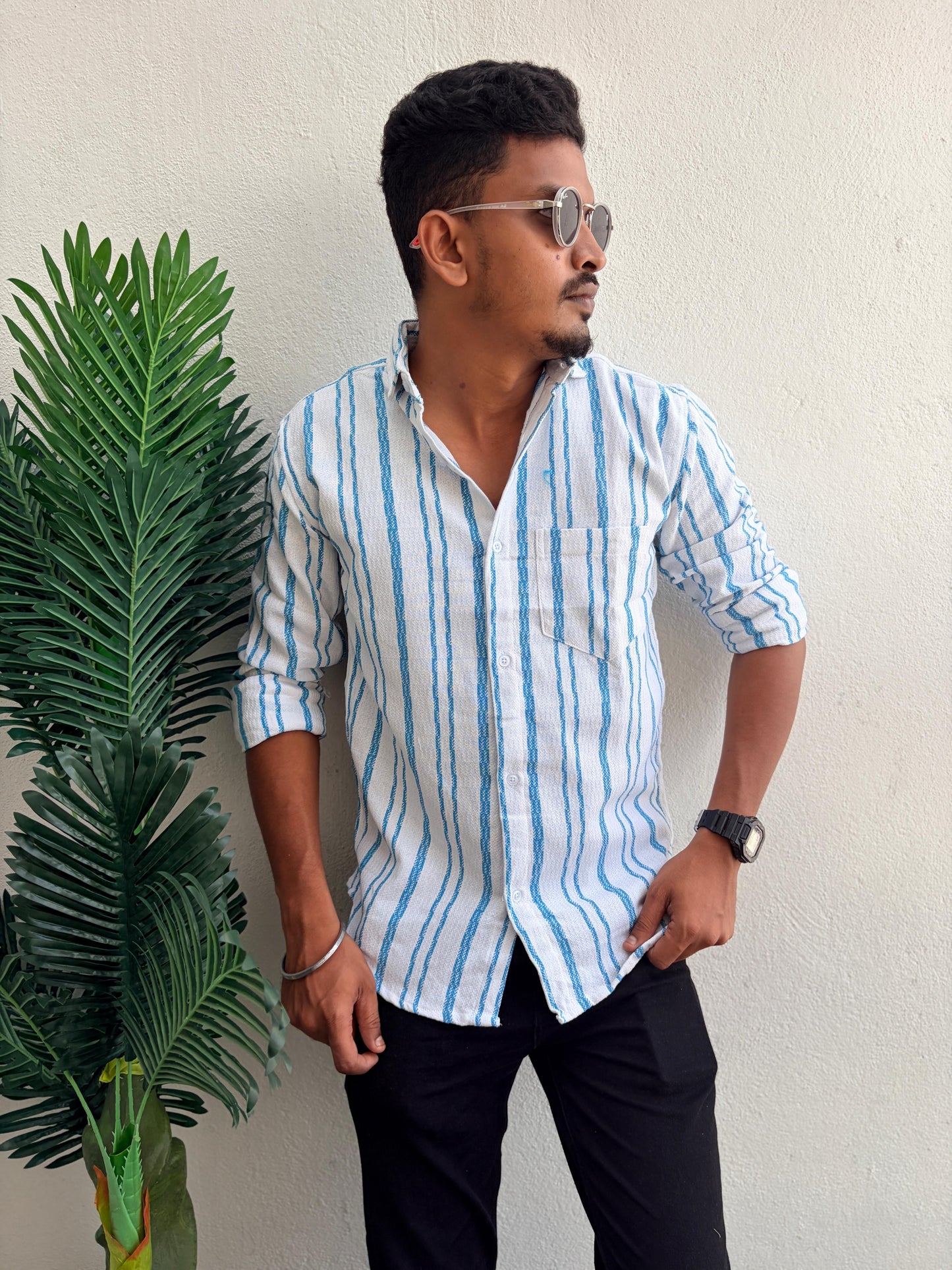 MFW Men's full sleeve Textured Cotton Shirts single pcs @299 and Buy 4 pcs combo @999