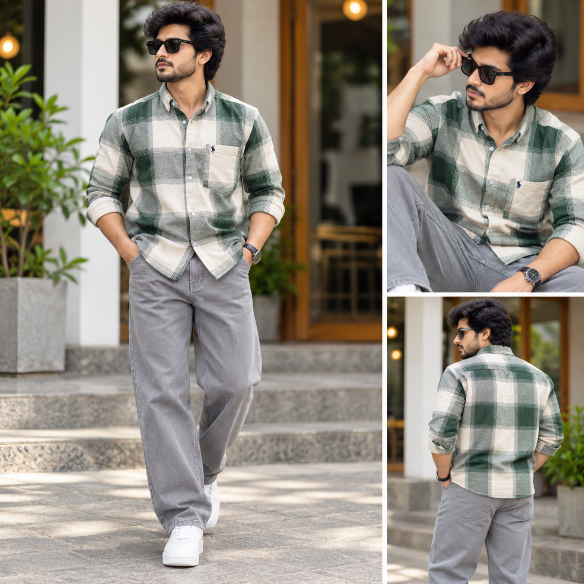 2 in 1 Combo MFW viral checked shirts + mom fit jeans pant buy @600 rs only