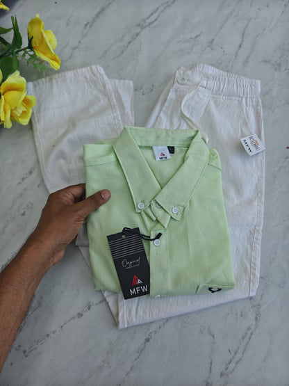 2 in 1 combo Korean lenin shirts + Lenin relax fit pant buy @600 rs only