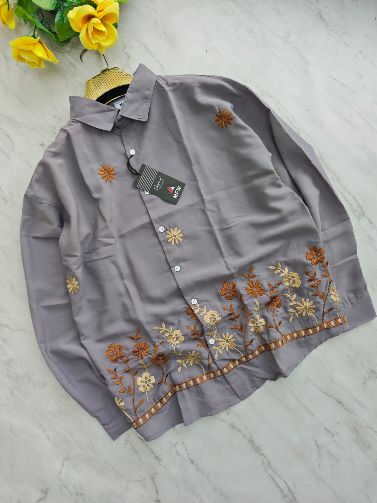 Men's Full sleeve Bottom Embroidery Shirts single pcs @350 and Buy 3 pc combo @999