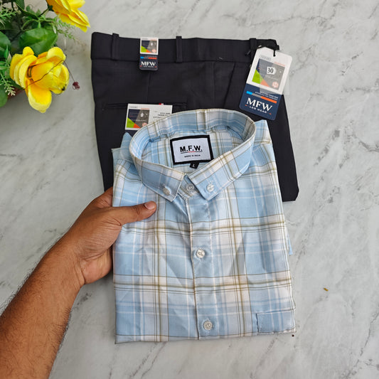 2 in 1 combo MFW oxford shirts+ lenin polo fit pant combo buy @550 rs only