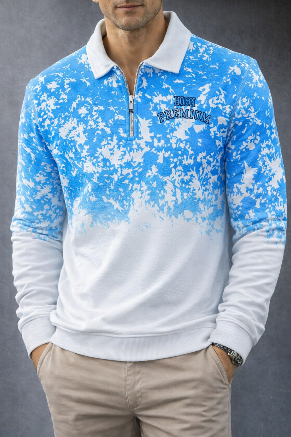 Men's Double shade korean Collar premium old money Zipper Full sleeve tshirts@249