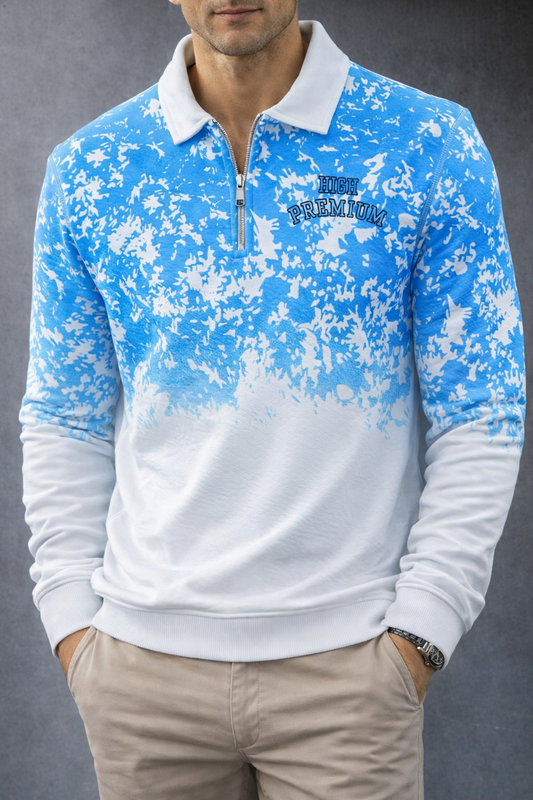 Men's Double shade korean Collar premium old money Zipper Full sleeve tshirts@249