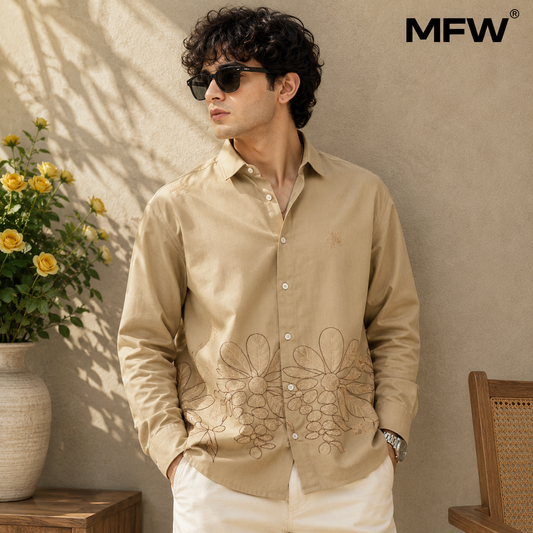 Men's Full sleeve Cotton Bottom Embroidery Shirts single pcs @350 and Buy 3 pc combo @999
