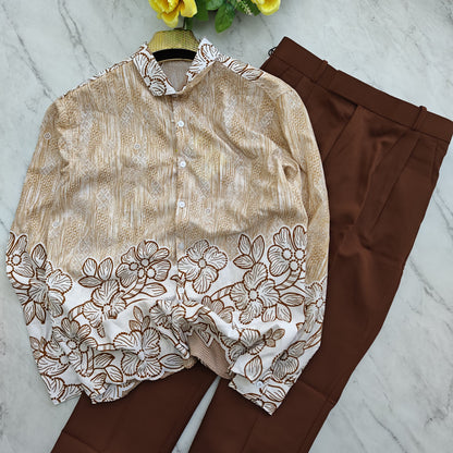 2 in 1 combo viscose Bottom printed shirts+ Korean baggy pants combo buy @600 rs only