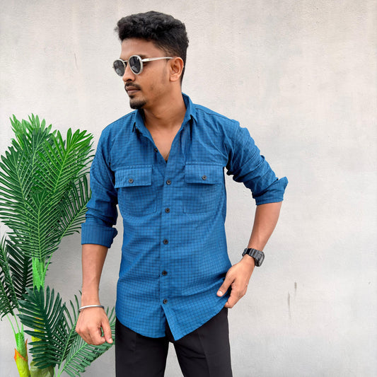 MFW Full sleeve Double pocket Netted fabric Shirt single pcs @299 and Buy 4 pcs combo @999