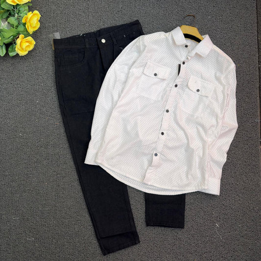 2 in 1 combo Double pocket shirts + mom fit jeans buy @600