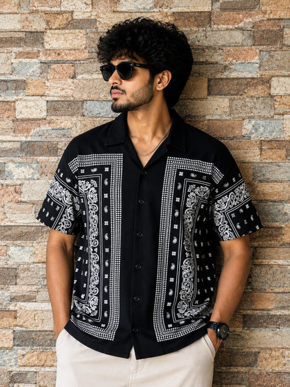 Cuban Collar Oversize Drop Shoulder Polo Designer printed Shirts buy @249