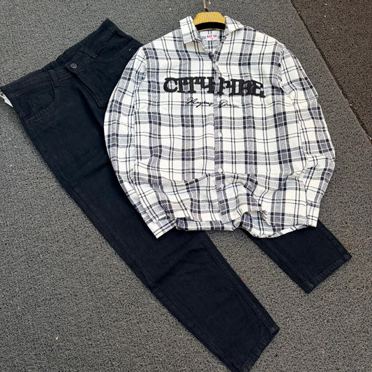 2 in 1 combo MFW Embroidery shirts + mom fit jeans buy @600 only