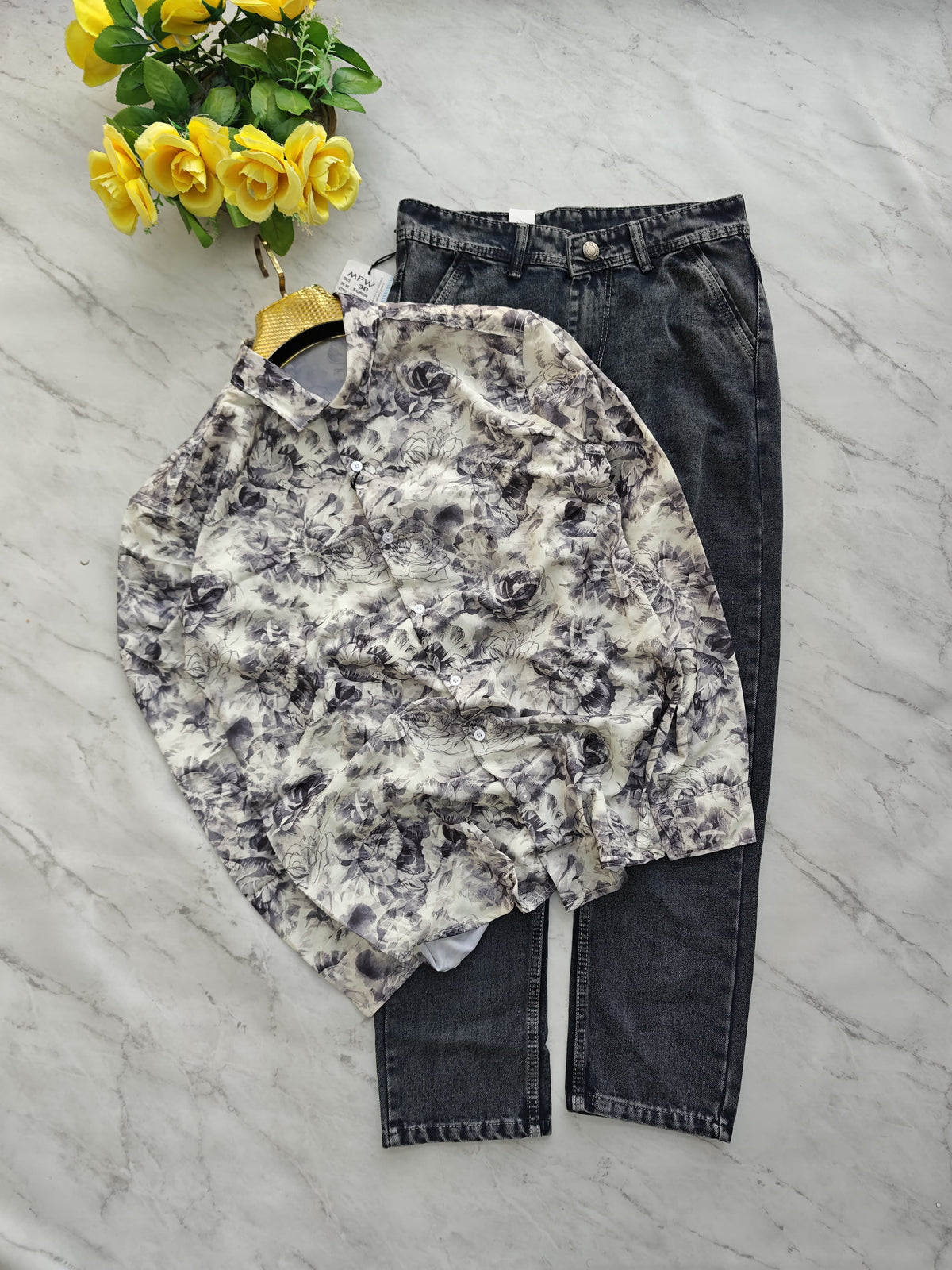 2 in 1 Combo viscose printed shirts + Side pocket mom fit jeans pant buy @600 rs only