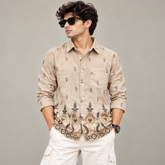 Men's Full sleeve Bottom Embroidery Shirts single pcs @350 and Buy 3 pc combo @999