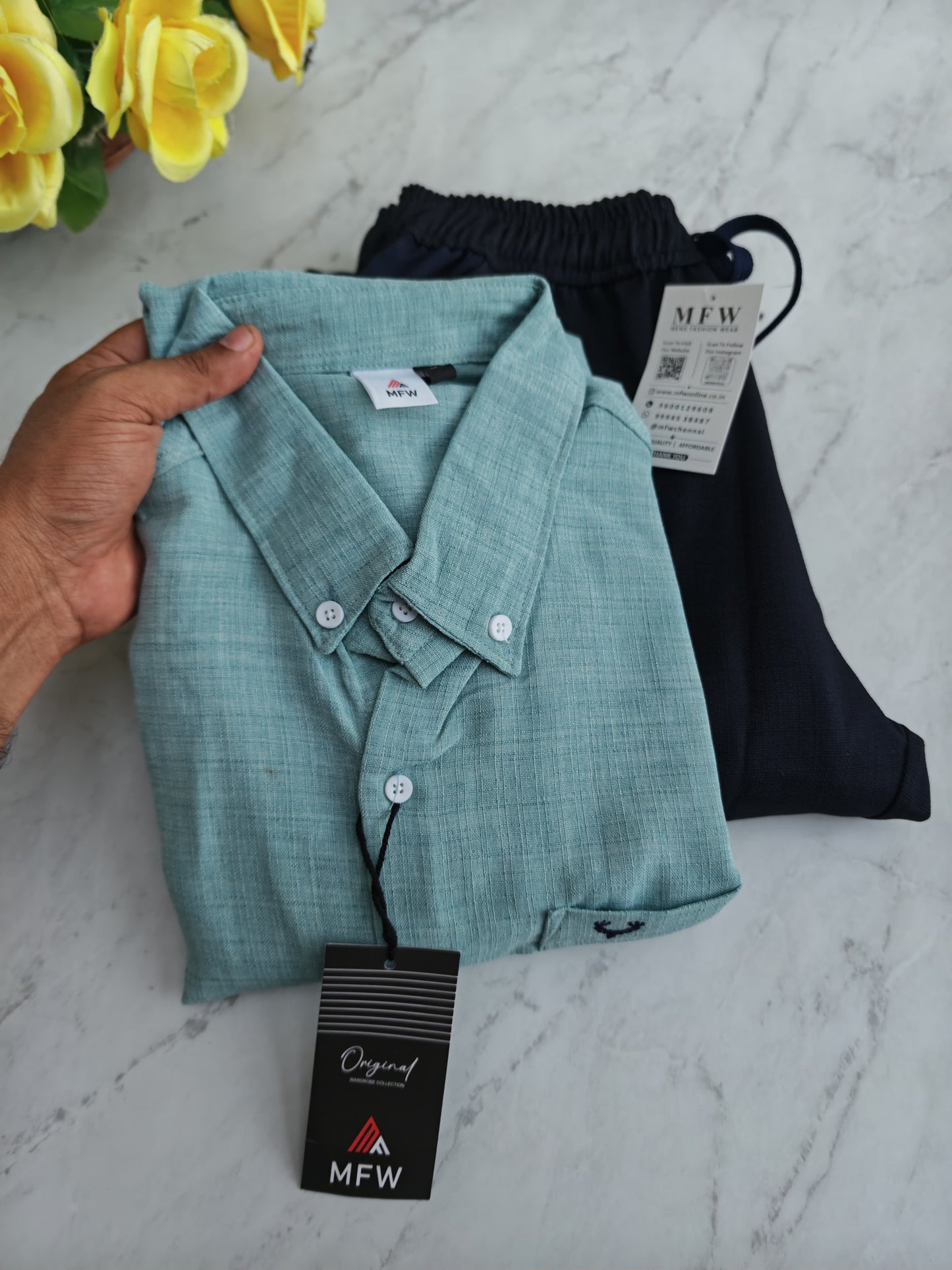 2 in 1 combo MFW korean Lenin shirts + Lenin relax fit pant combo buy @500 rs only