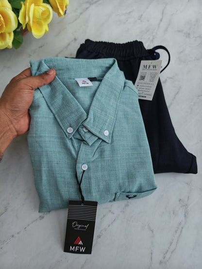 2 in 1 combo MFW korean Lenin shirts + Lenin relax fit pant combo buy @500 rs only