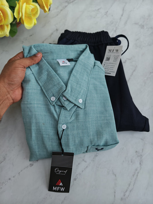 2 in 1 combo MFW korean Lenin shirts + Lenin relax fit pant combo buy @500 rs only