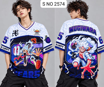 V-Neck Rib type anime printed jersey tshirts buy@250 rs only