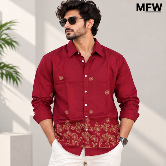 Men's Full sleeve Lenin Bottom Embroidery Shirts single pcs @350 and Buy 3 pc combo @999