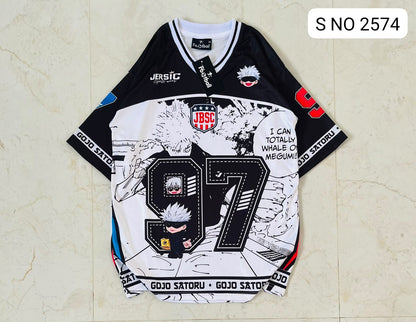 V-Neck Rib type anime printed jersey tshirts buy@250 rs only