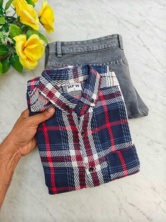 2 in 1 Combo | MFW Korean Weaving Shirt + Plain Mom Fit Jeans @ ₹600 | Buy Online