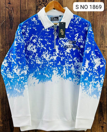 Men's Double shade korean Collar premium old money Zipper Full sleeve tshirts@249