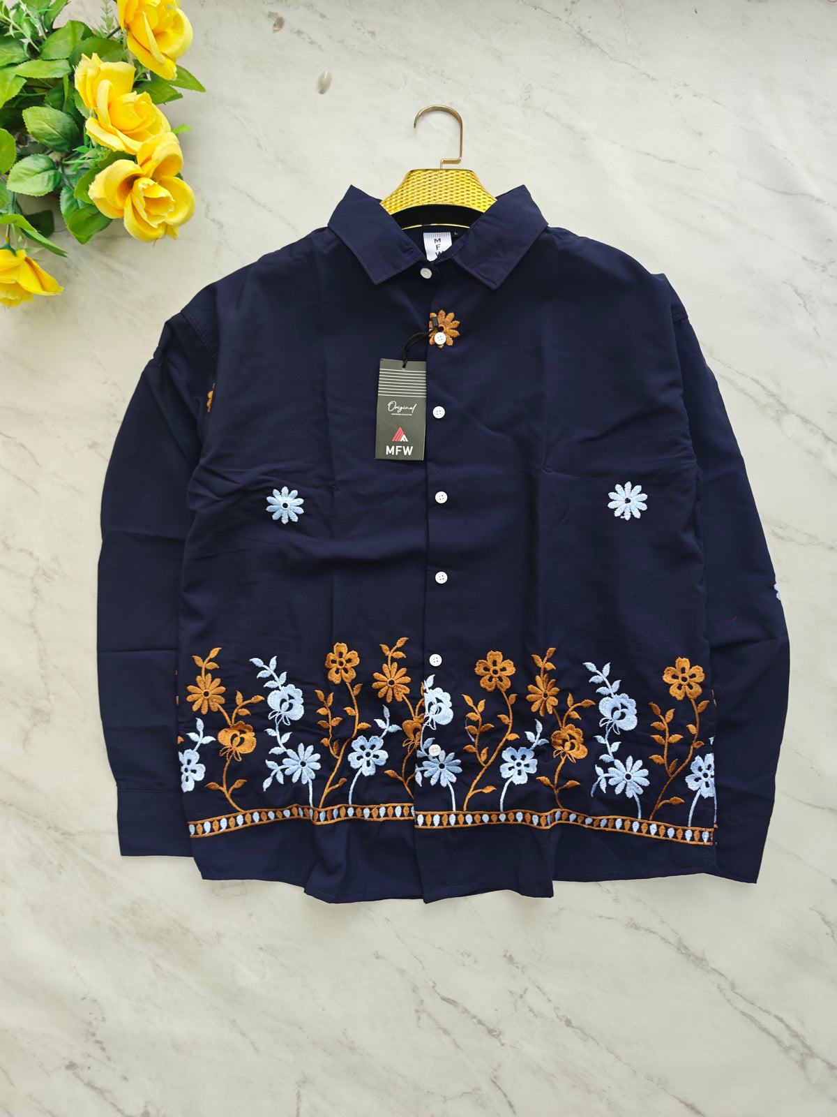 Men's Full sleeve Bottom Embroidery Shirts single pcs @350 and Buy 3 pc combo @999
