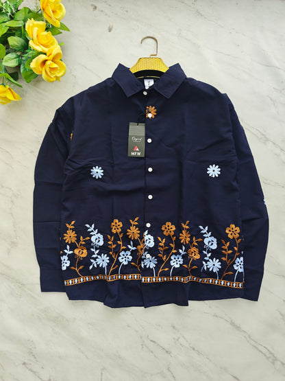 Men's Full sleeve Bottom Embroidery Shirts single pcs @350 and Buy 3 pc combo @999