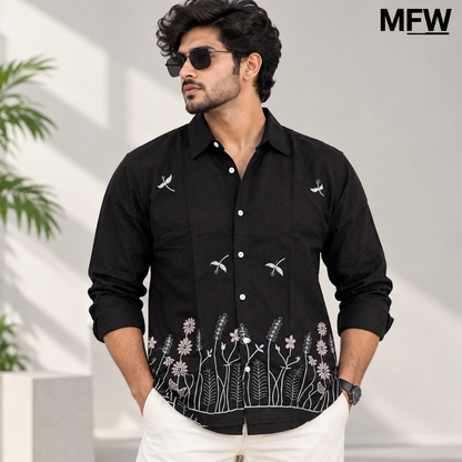 Men's Full sleeve Lenin Bottom Embroidery Shirts single pcs @350 and Buy 3 pc combo @999