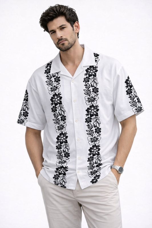 Cuban Collar Oversize Drop Shoulder Polo Designer printed Shirts buy @249